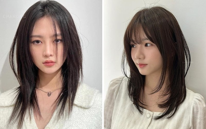 Kiểu tóc này che được nhiều khuyết điểm của gương mặt, nên rất dễ nhìn và xinh