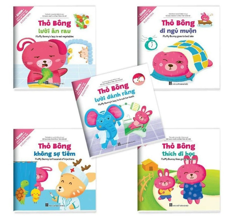 Bộ Ehon Thỏ Bông (song ngữ Việt – Anh) cho bé 1-2 tuổi