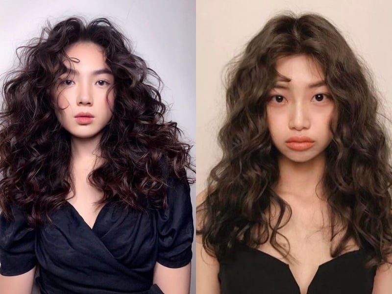 Kết hợp tóc mái với xoăn xù mì sẽ giúp gương mặt thêm phần trẻ trung và đáng yêu.