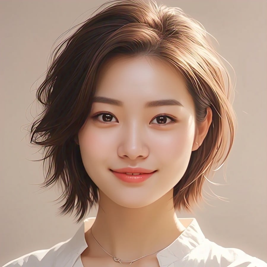 Gương mặt trái xoan không kén kiểu tóc.
