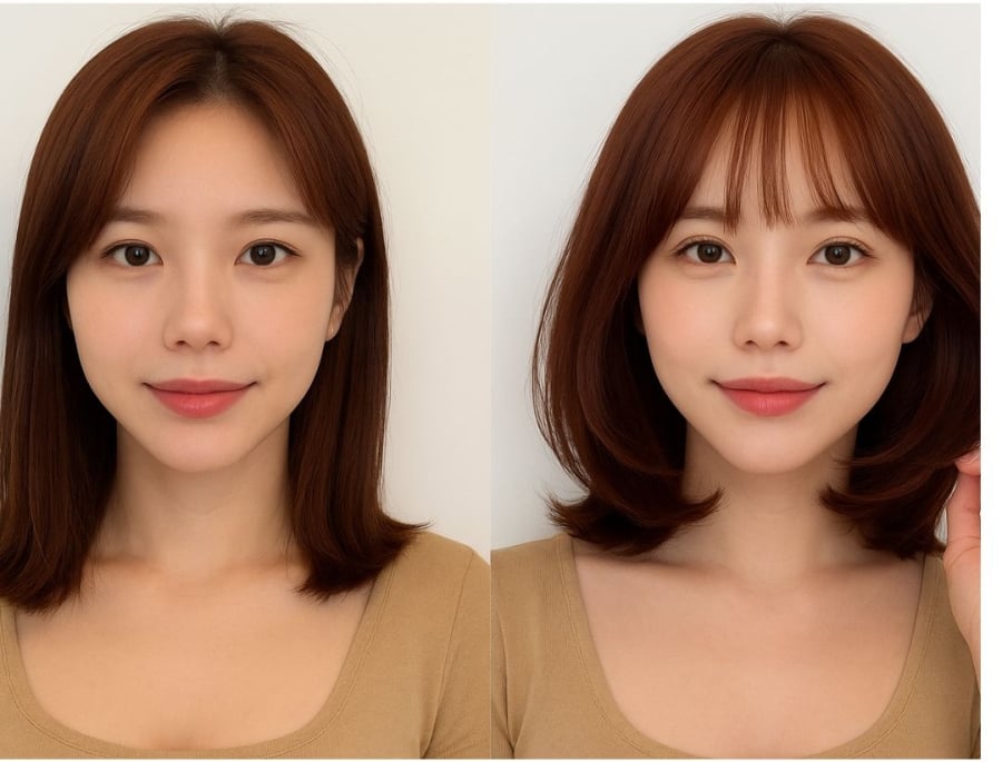 Tóc mái thưa trông thiếu sức sống