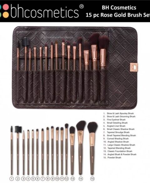 Bộ cọ make up 15 cây BH Cosmetics Rose Gold