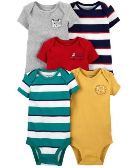 Set 5 bộ bodysuit Carters áo liền quần ngắn tay cho bé 24M