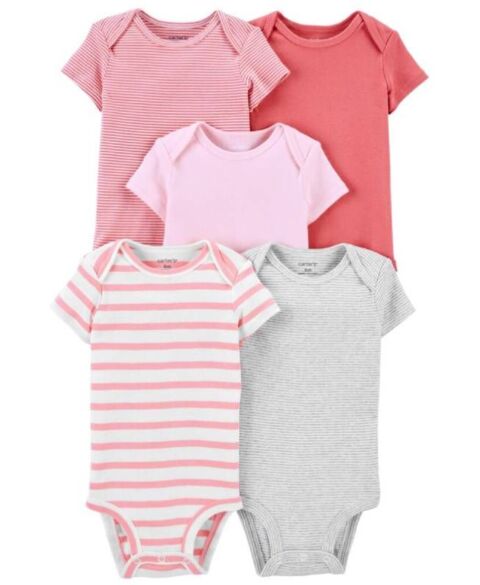 Set 5 bộ bodysuit Carters áo liền quần ngắn tay cho bé 24M