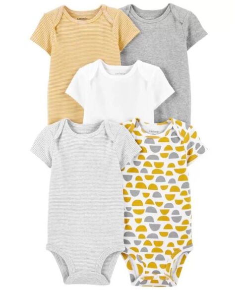 Set 5 bộ bodysuit Carters áo liền quần ngắn tay cho bé 24M
