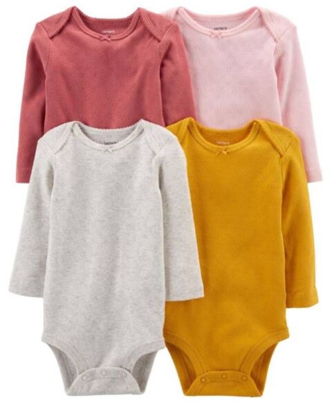 Set 4 bộ Bodysuit Carters cotton dài tay 24M