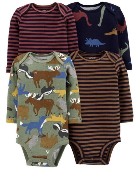 Set 4 chiếc Bodysuit Carters cotton dài tay 24M