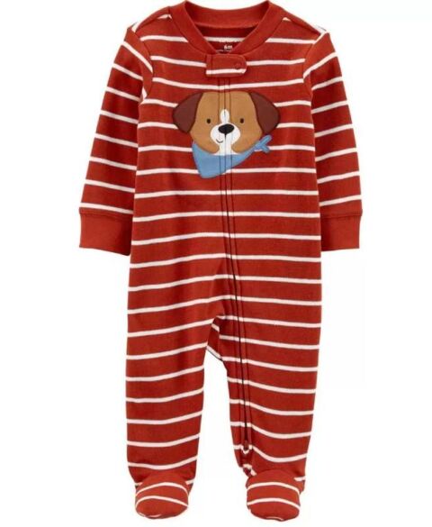 Bodysuit Carters cotton dài tay dài chân khóa kéo 2 đầu hình cún Size 3M