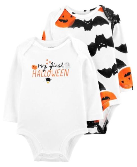 Set 2 bộ Bodysuit Carters cotton dài tay Halloween 24M