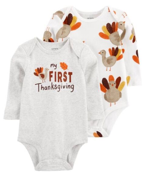 Set 2 bộ Bodysuit Carters cotton dài tay 24M