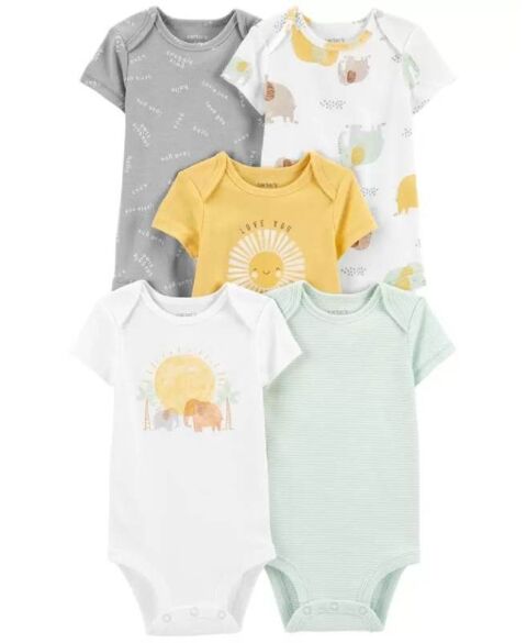 Set 5 bộ Bodysuit Carters áo liền quần cộc tay 24M