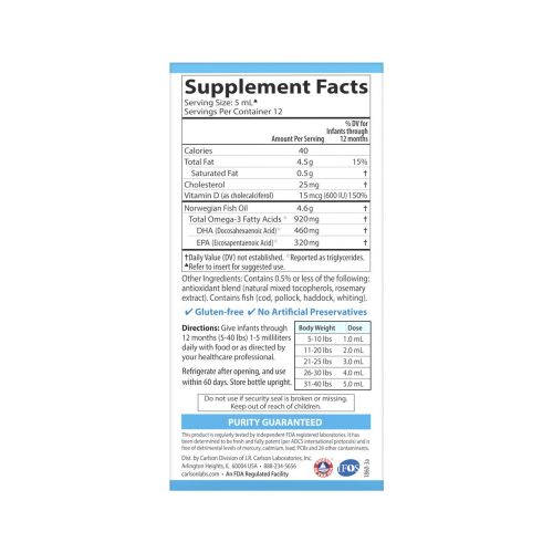 DHA Carlson cho trẻ sơ sinh đến 1 tuổi