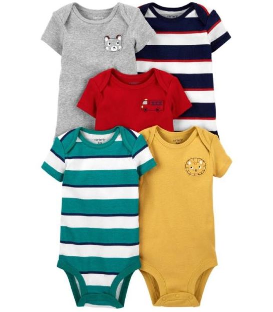 Set 5 bộ bodysuit Carters áo liền quần ngắn tay cho bé 3M