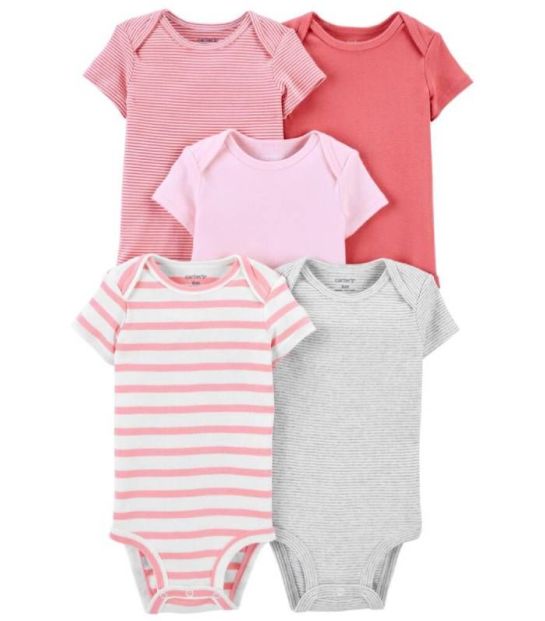 Set 5 bộ bodysuit Carters áo liền quần ngắn tay cho bé 12M
