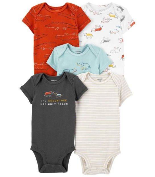 Set 5 bộ bodysuit Carters áo liền quần ngắn tay cho bé 3M