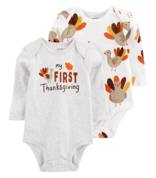 Set 2 bộ Bodysuit Carters cotton dài tay 18M